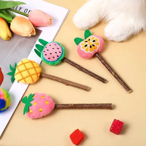 Vista 5 de Ptwola 4 piezas de fruta natural Silvervine Sticks Gato Gatitos Masticar