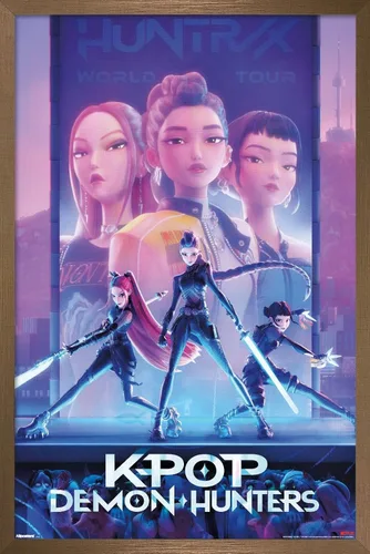 Vista 16 de Netflix KPop Demon Hunters (2025) - Póster de pared de una hoja, 22.4 pulgadas de largo x 14.7 pulgadas de ancho, versión enmarcada de madera