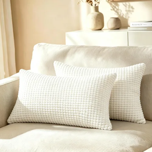 Vista 35 de CaliTime Fundas de Almohada Decorativas Paquete de 2 Cómodas de Pana Acanalada a Rayas Waffle Fundas de Cojines Decorativos para Sofá Cama