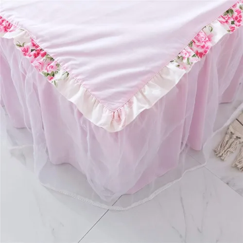Vista 5 de FADFAY Home Textile - Juego de funda de edredón con estampado floral rosa rosa para niñas, 4 piezas, tamaño individual