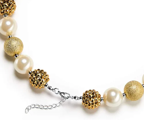Vista 8 de vcmart Juego de collar y pulsera de cuentas de chicle grueso dorado para niñas como regalo, Plástico