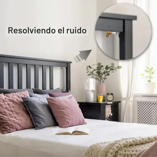 Vista 4 de Krisler Marco de cama de hierro ajustable herramienta antivibración, 1.181-1.732 in, protección de pared, fácil instalación, diseño moderno