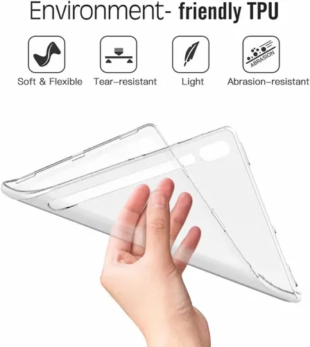 Vista 5 de Funda compatible con Galaxy Tab S9 Ultra/Tab S10 Ultra SM-X910, ultra delgada, suave, transparente mate TPU transparente funda trasera compatible