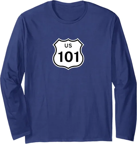 Vista 6 de Highway Sign - Camiseta de manga larga de EE.UU. Route 101, Negro