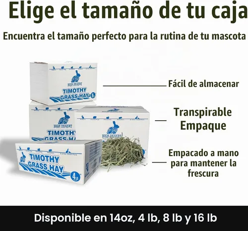 Vista 7 de High Desert - Heno Timothy de primera corte para conejos, cobayas, mascotas pequeñas, 4 libras