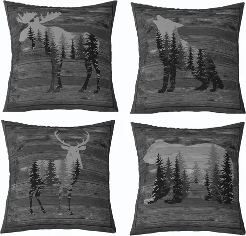 Vista 16 de Feelyou Fundas de Almohada Decorativas de León 16"x16" Juego de 4 Funda de Cojín Suave de Tigre Decoración de Lobo Funda de Almohada de Leopardo