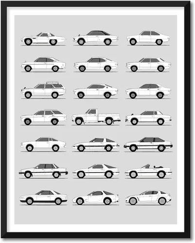 Vista 12 de Idea Network Póster hecho a mano compatible con Mazda 3, arte de pared hecho a mano, decoración de Mazda 3 BK BL BN BM BP Generations History