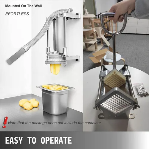 Vista 5 de uyoyous Cortador de patatas fritas, cortador de patatas fritas de montaje en pared para papas fritas con cuchillas de 1/2, 3/8 y 1/4 pulgadas