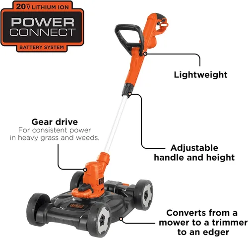 Vista 11 de BLACK+DECKER 3 en 1 Podadora de hierba/de esquina y cortacésped, 6,5 A, 12 pulgadas (MTE912)