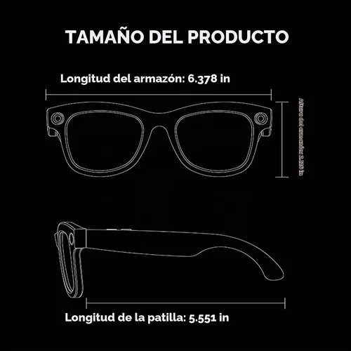 Vista 6 de Lentes inteligentes AI con cámara de 800 W, grabación de video, traducción en tiempo real, control de música, WiFi/Bluetooth 5.3 gafas inteligentes