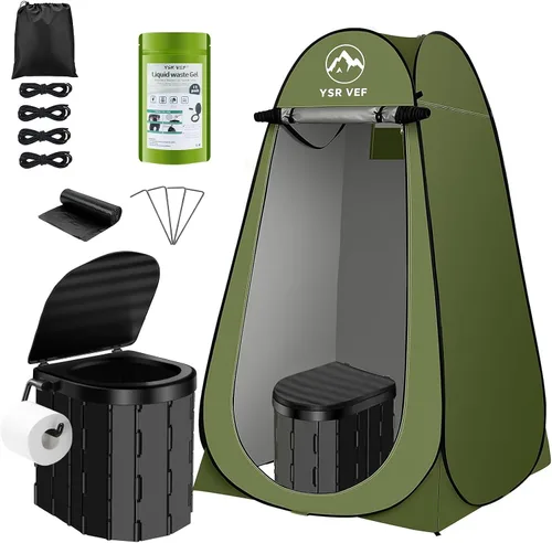 Vista 10 de Portable Toilet Kit, Camping Toilet with Pop-Up Privacy Tent and Poo Gel Toilet Bags, Washable Portable Outdoor Showers Changing Rooms