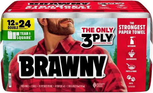 Vista 14 de Brawny Tear-A-Square - Toallas de papel de 3 capas, 8 rollos triples = 24
