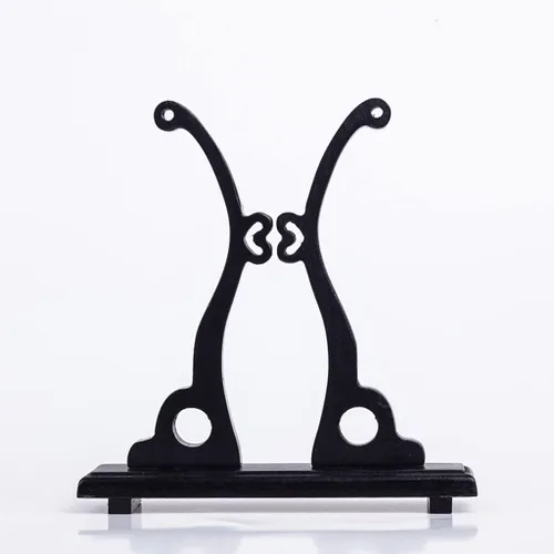 Vista 7 de Auncfofo Soporte de ventilador de mano chino de madera resistente plegable soporte redondo para ventilador base de exhibición para el hogar