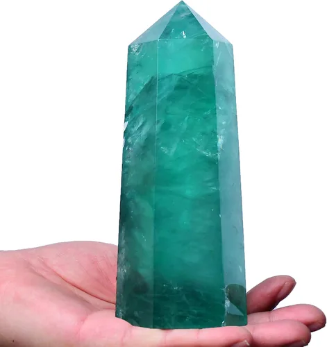 Vista 15 de Torres de cristal de piedra de sangre africana, 6 puntas de cuarzo facetado, obelisco rojo curativo, varita de cristal curativo 0.6-0.8 libras