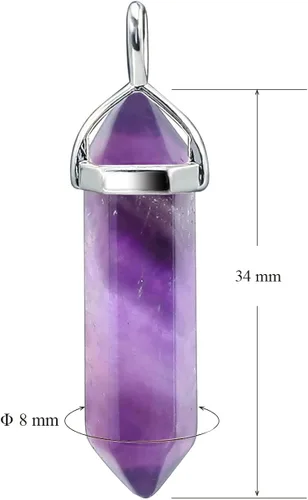 Vista 3 de BEADNOVA - Collares de cristal para mujer, de piedras preciosas, con colgante de cristal para energía espiritual, sanación, hexagonal