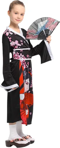 Vista 4 de IKALI Disfraz tradicional japonés de Yukata para niñas, disfraz de cosplay
