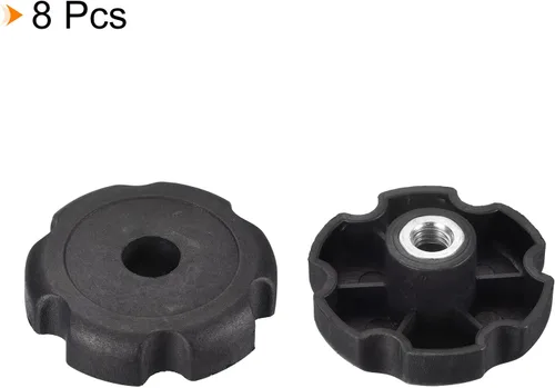 Vista 3 de uxcell 8 tornillos de perilla hembra, M8 x 1.929 in, tuerca de plástico negra para maquinaria, industria, muebles, equipos electrónicos