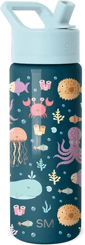Vista 54 de Simple Modern Botella de agua para niños con tapa con pajilla, vaso aislado de acero inoxidable de 14 onzas para niños y a prueba de derrames