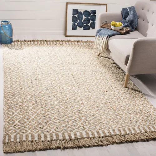 Vista 10 de SAFAVIEH Natural Fiber Collection - Alfombra decorativa de 3 x 5 pies, natural y marfil, hecho a mano, estilo bohemio con flecos, ideal para zonas