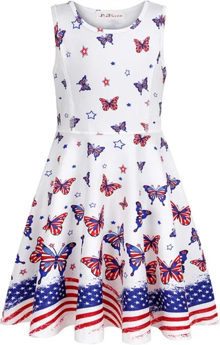 Vista 2 de LaBeca - Vestido sin mangas o de manga larga para niñas, vestidos informales con diseño de unicornio o sirena para niñas pequeñas o grandes