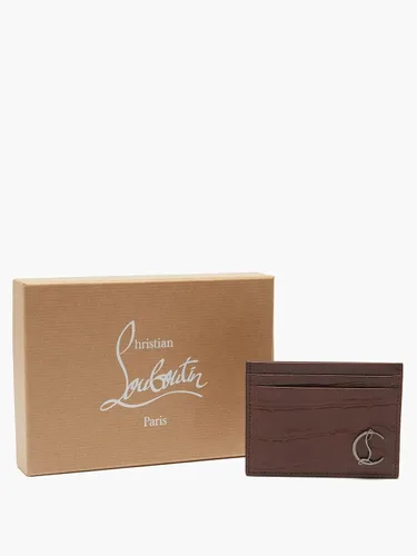 Vista 5 de Christian Louboutin Tarjetero Kios de cuero con relieve de cocodrilo marrón para hombre, Marrón, Tarjetero