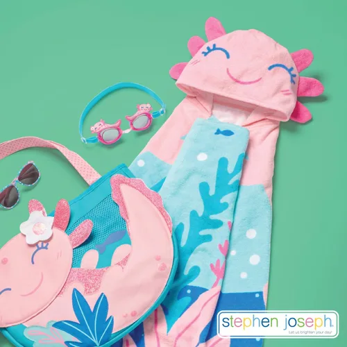 Vista 5 de Stephen Joseph, Toalla de playa con capucha para niños y niñas (3-8 años), toalla de baño tipo poncho con capucha, algodón suave y absorbente