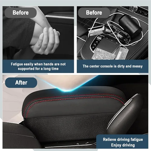 Vista 7 de Reposabrazos para automóvil, altura ajustable con orificio telescópico ajustable, extensor de reposabrazos suave y cómodo, material ABS, codo, cojín