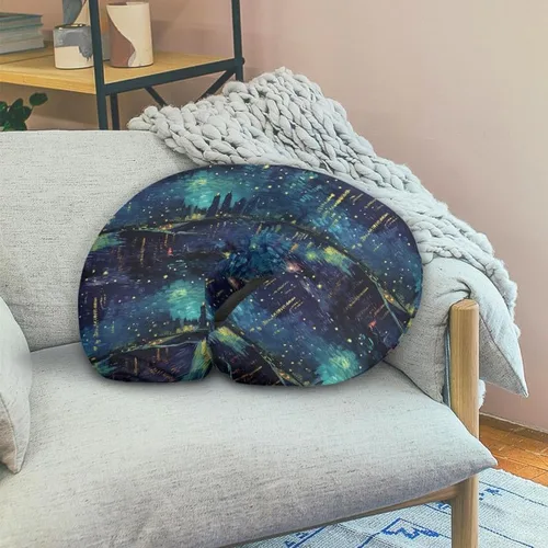 Vista 5 de Funda de almohada de lactancia de noche estrellada con pintura al óleo, transpirable, funda de almohada de lactancia materna con galaxia degradada