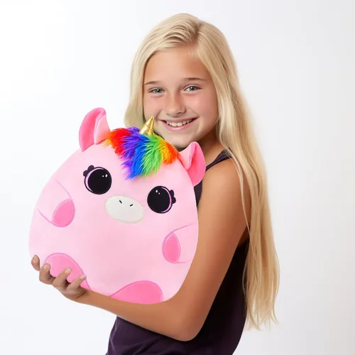 Vista 4 de Almohada grande de peluche de unicornio, tamaño grande, lindo y suave de 13 pulgadas de grasa Kawaii para abrazar, regalo para niños (unicornio)