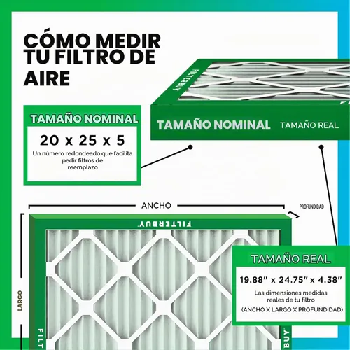 Vista 2 de Filterbuy Filtro de aire 20x25x5 MERV 8 Defensa contra el polvo