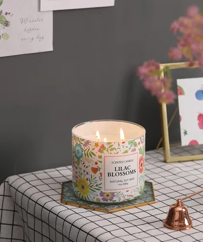 Vista 7 de Vela de primavera, vela perfumada floral, vela perfumada Blossoms Gardenia, 3 mechas grandes, 14 onzas