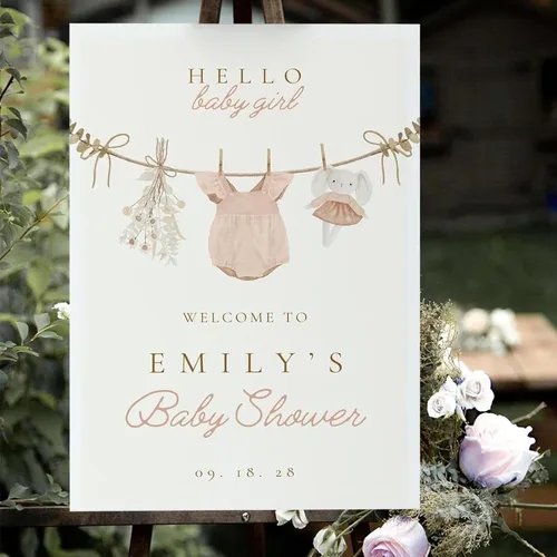 Vista 2 de Letrero de bienvenida bohemio personalizado para baby shower, cartel de baby shower para niña, letrero personalizado para fiesta de baby shower