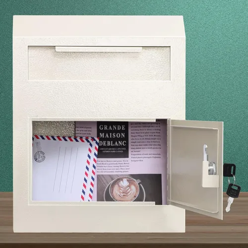 Vista 2 de KYODOLED Depository - Buzón de correo para colgar en la pared, caja de seguridad de alta resistencia, caja de correo de acero asegurado con bloqueo