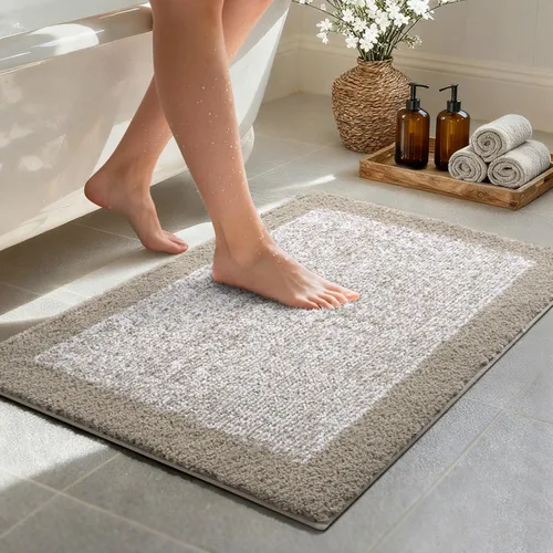 Vista 43 de Alfombras de baño de 17 x 24 pulgadas, antideslizantes, lavables, color gris, para bañera, tapete de baño para baño, tapete suave y absorbente