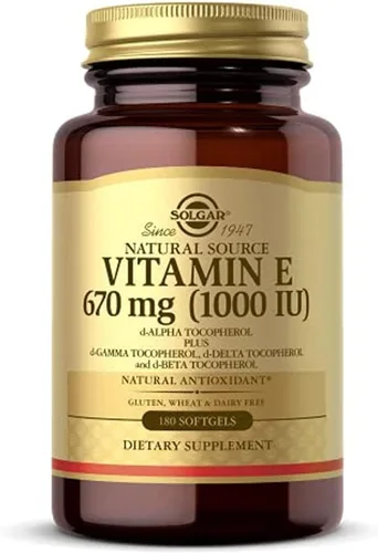 Vista 8 de Solgar, Vitamina E, 1.000 IU de D-Alfa-Tocoferol Mixto y Cápsulas Blandas de Tocoferol Mixtas, 100 Unidades, E3561, 1, 1