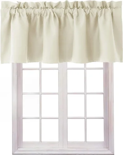 Vista 32 de Hiasan Cortinas opacas con cenefa para oscurecimiento sólido de habitación, cenefas con bolsillo para barra, para ventanas, 42 x 12 pulgadas