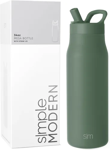 Vista 36 de Simple Modern Botella de agua con tapa de pajilla Termo de acero inoxidable aislado Botellas de agua reutilizables para viajes para gimnasio