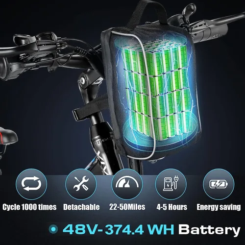 Vista 5 de Vivi Electric Bike for Adults, 750W Rated Folding Electric Mountain Bike 26'' Commuter Ebike 20MPH Foldable Ebike Adult Electric Bicycles with