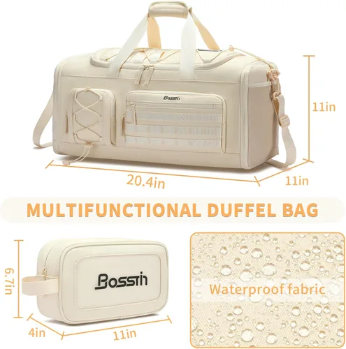 Vista 2 de Bosstin Bolsa de gimnasio para hombres y mujeres, 45L de viaje, bolsa de lona deportiva, mochila de viaje para gimnasio, fin de semana, mochila