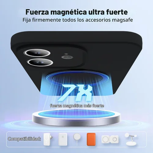 Vista 3 de SKYLMW Funda diseñada para iPhone 11 con soporte magnético invisible Compatible con Mag-Safe, a prueba de caídas de grado militar, a prueba