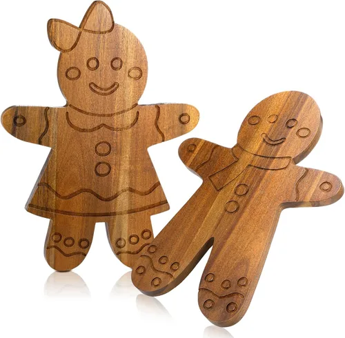 Vista 7 de Uiifan 2 Piezas Tablas de Cortar en Forma de Árbol de Navidad Tablas de Charcutería de Navidad con Mango de Cuerno Bandeja de Servir de Madera