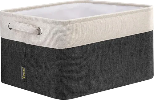 Vista 50 de BALEINE 1 paquete de contenedores de almacenamiento de tela para estantes, cestas de almacenamiento de lino para organizar, contenedores decorativos