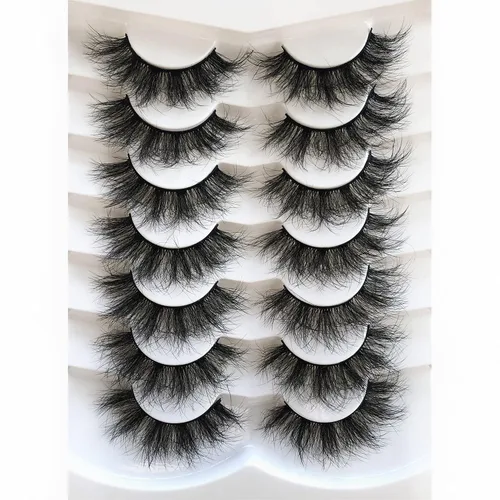Vista 24 de Pooplunch - Pestañas postizas estilo ojo de gato, extensión de volumen 8D natural, finas, cortas, de visón sintético, tiras de pestañas postizas