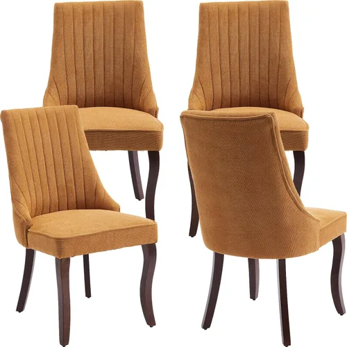 Vista 31 de Juego de 2 sillas de comedor modernas de mediados de siglo, tapizadas de tela beige, sillas de cocina y comedor, sillas de cocina con patas