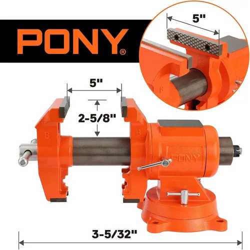 Vista 3 de PONY Tornillo de banco resistente de 5 pulgadas con base giratoria de 360