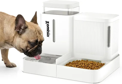 Vista 11 de ZOMISIA Juego de alimentador automático para gatos y dispensador de agua, dispensador de alimentos para gatos por gravedad 2 en 1 con rotación