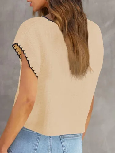 Vista 6 de ZAFUL Suéter de manga casquillo para mujer, chaleco de bloque de color, sin mangas, 2023, de moda, Y2K, recortado, de punto, sin botones