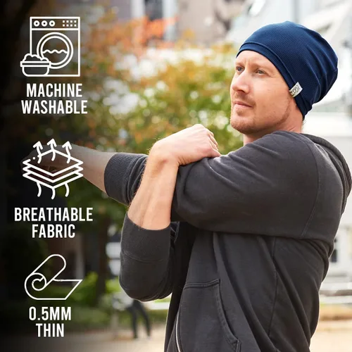 Vista 6 de CHARM Gorro deportivo para hombre gorros de gimnasio absorbe el sudor para casco de bicicleta talla única