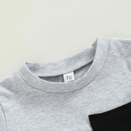 Vista 85 de Conjunto de traje de verano para bebé niño pequeño, manga corta, cuello redondo, letras impresas, lindo traje de verano, conjunto de 2 piezas