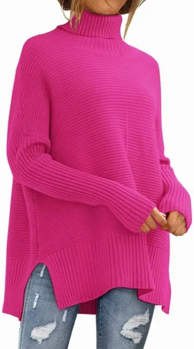 Vista 10 de LILLUSORY Suéteres de gran tamaño con cuello redondo para mujer, túnica Albaricoque